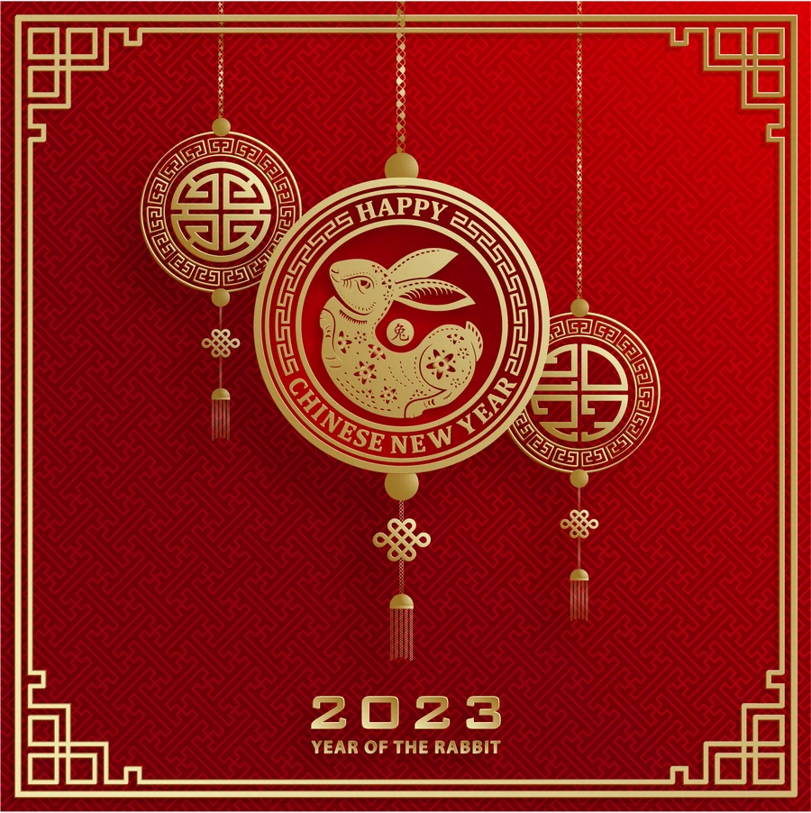 2023兔年中国风新年春节剪纸风节日宣传插画海报背景展板AI素材【188】